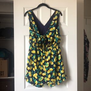 Blue romper with yellow lemon pattern